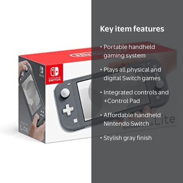 Nintendo, Switch Lite Handheld Video Games, Gray, Unibody Design