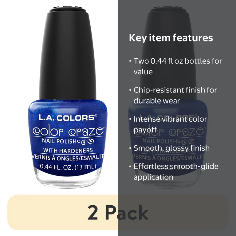 2 pack) L.A. COLORS Color Craze Wired Nail Polish, 0.44 fl oz