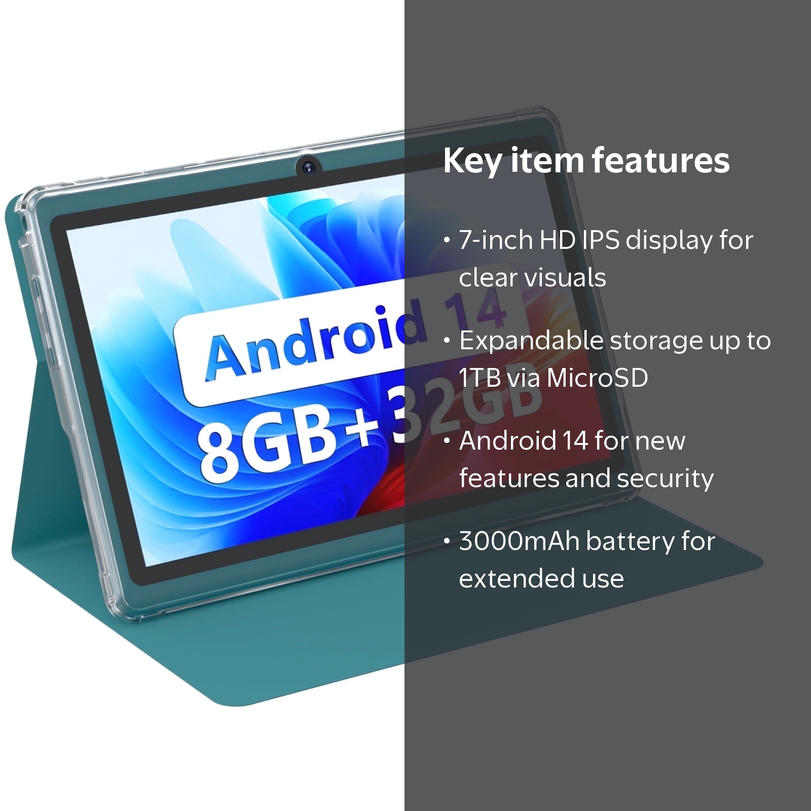 8'' Android Tablet, Quad-core, 32GB Storage, 512GB SD, WiFi, BT