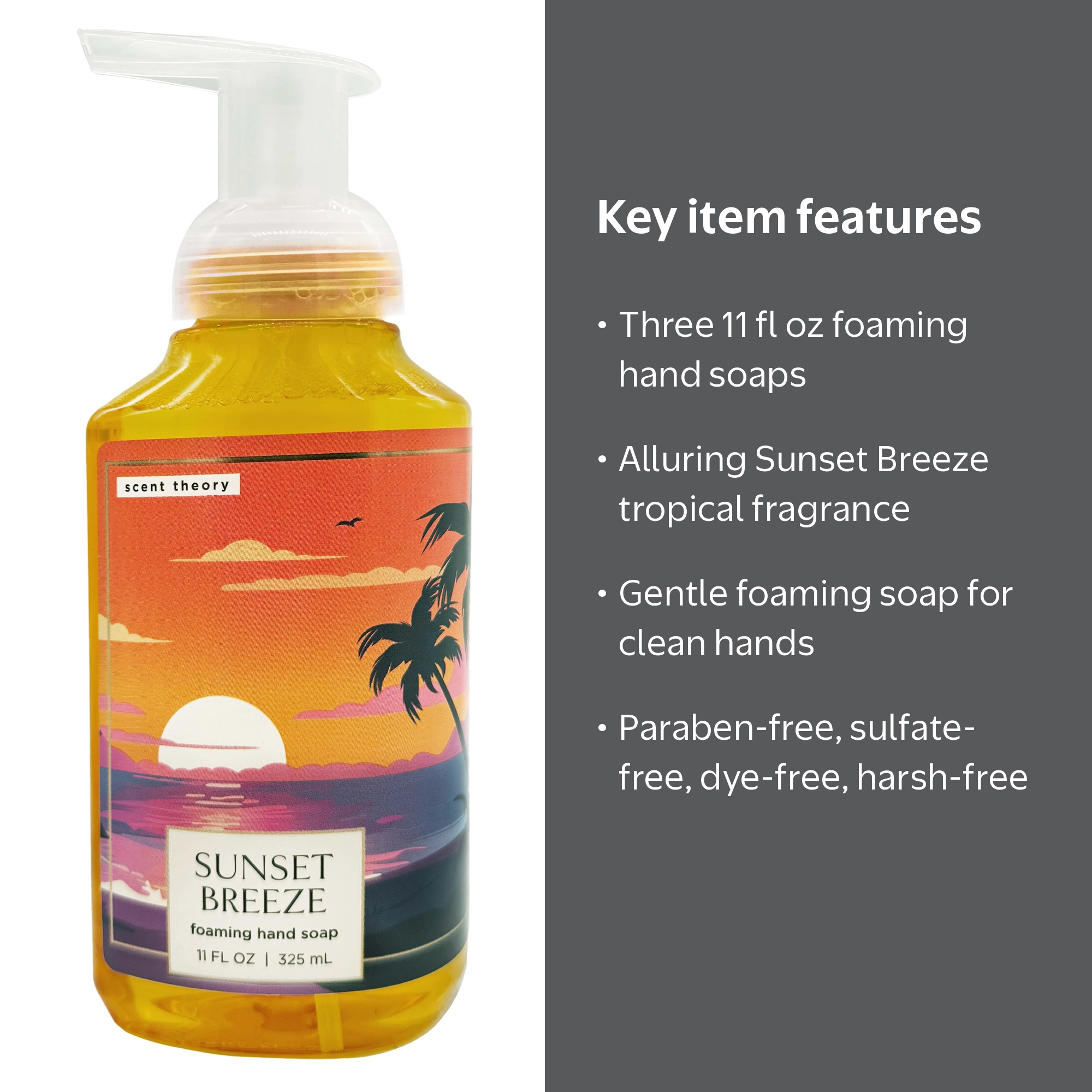 3 pack) Scent Theory Foaming Hand Soap, Sunset Breeze, 11 fl oz