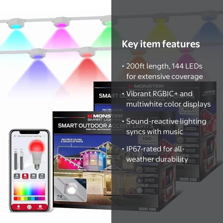 Monster Outdoor LED Smart Lights, RGBIC+ Multiwhite Permanent