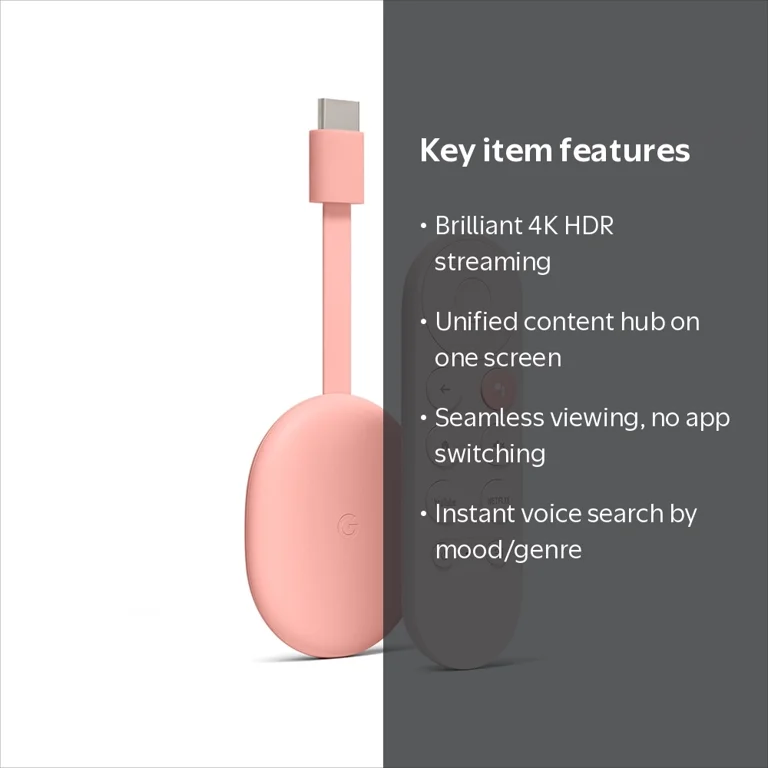 Google Chromecast - Android, HDR, 4K Streaming Entertainment with