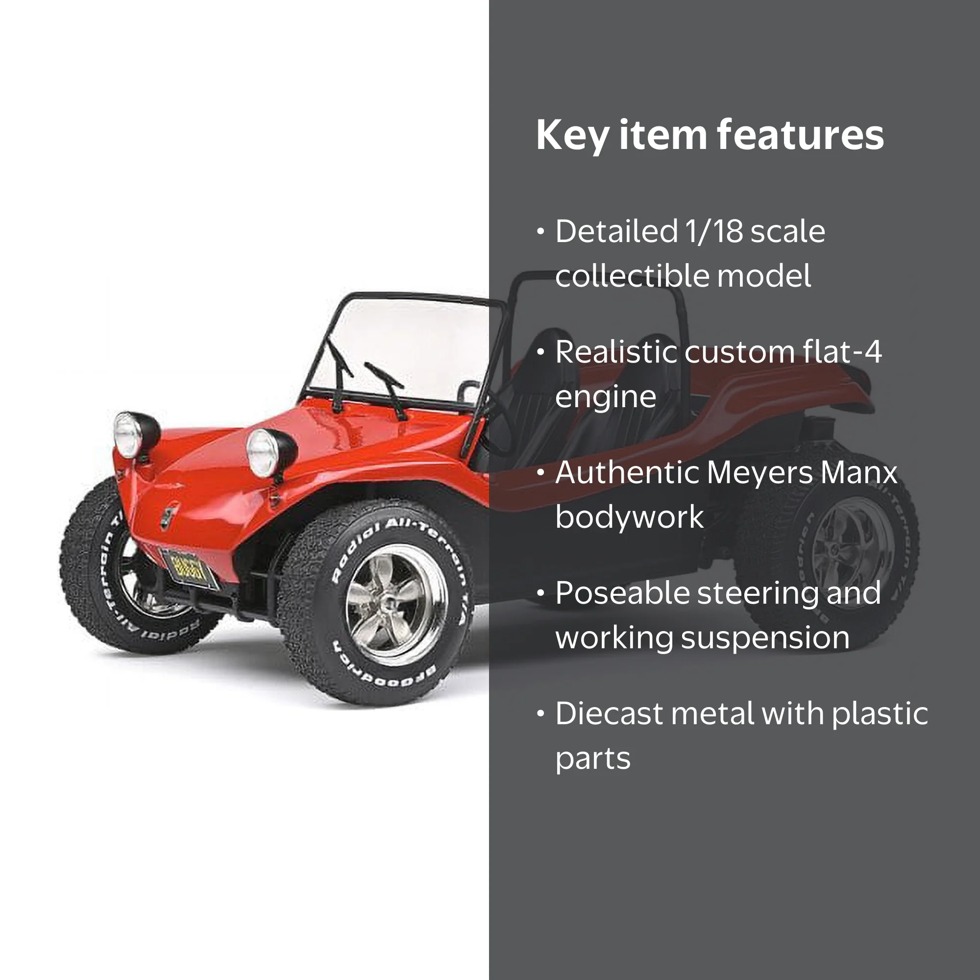 1968 Meyers Manx Dune Buggy, Red - Solido S1802704 - 1/18 scale