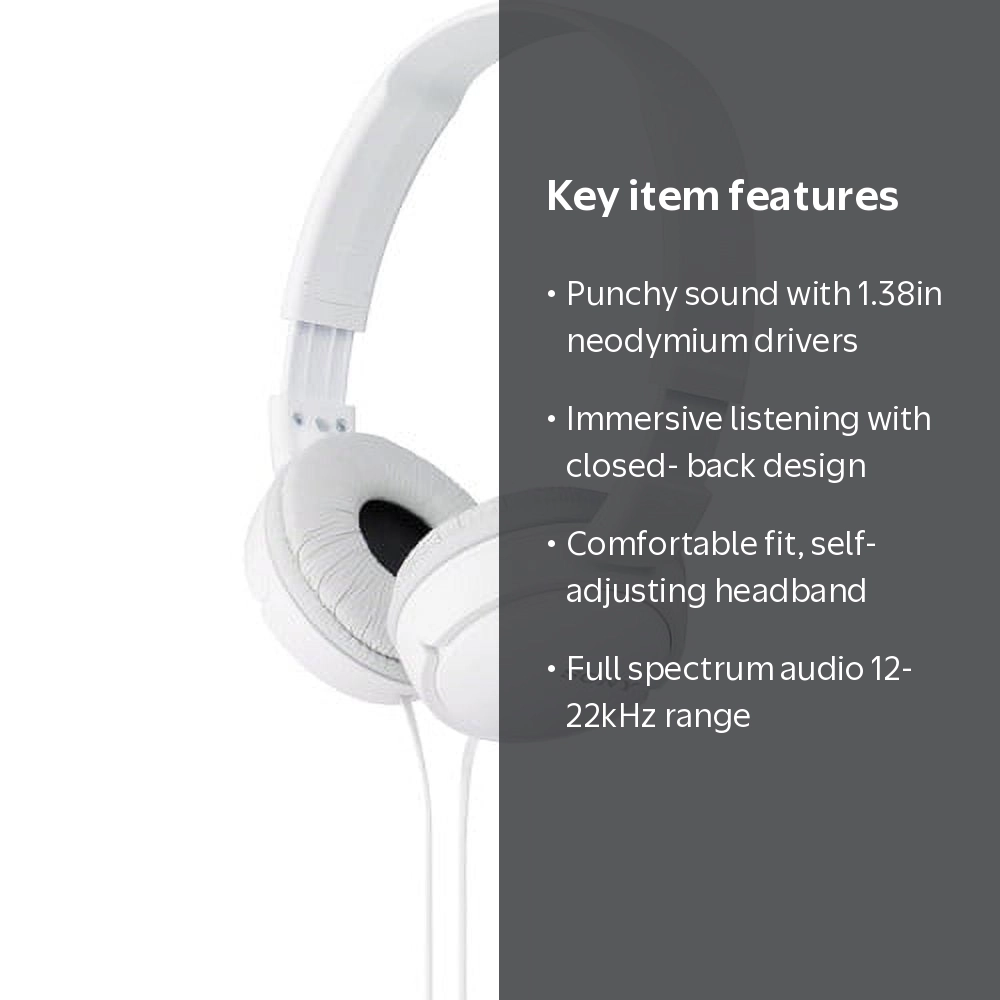 Sony, Headphones, MDR-ZX110, White with Soft Cushioned Earcups