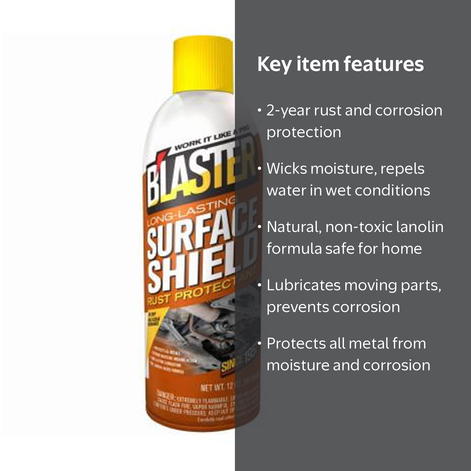 B'laster Surface Shield Rust & Corrosion Protectant Spray, 12 oz
