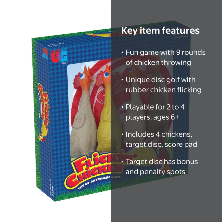 University Games Flickin' Chicken Box Edition Rubber Target Game
