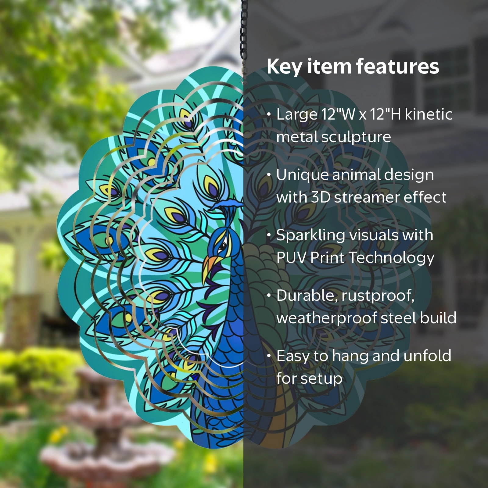 WEISIPU Metal Kinetic Wind Spinners Outdoor Large Hanging 3D