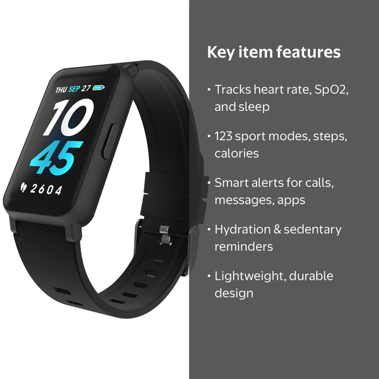 iTech Active 3 Unisex Adult Smartwatch Fitness Tracker, Black