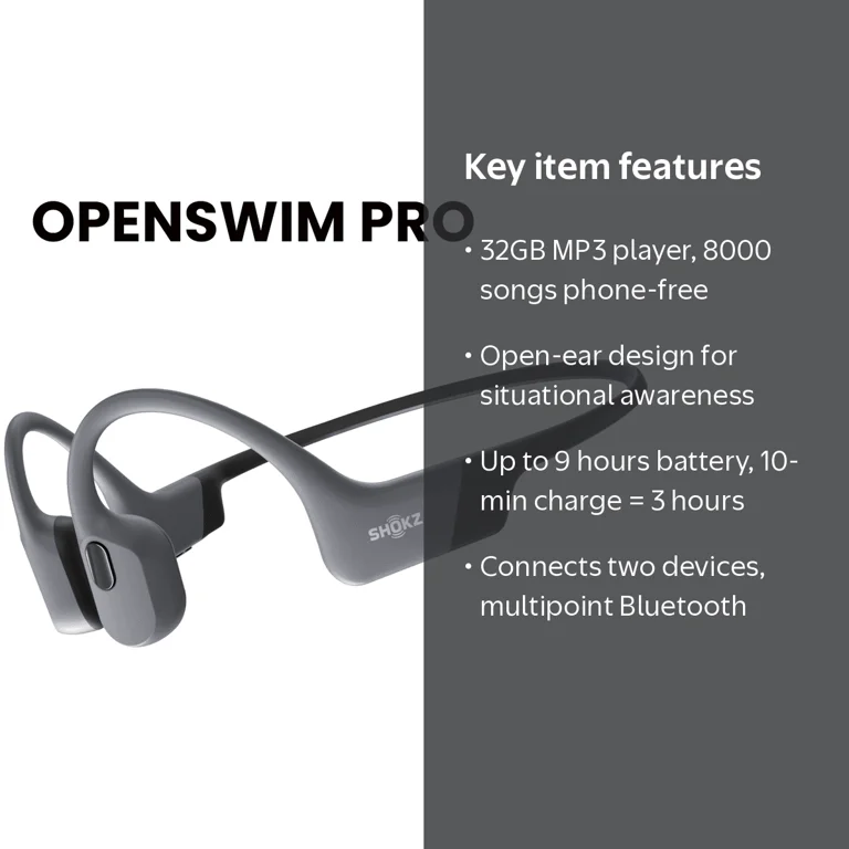 Shokz OpenSwim Pro - Open-Ear Bluetooth Headphones and 32GB MP3
