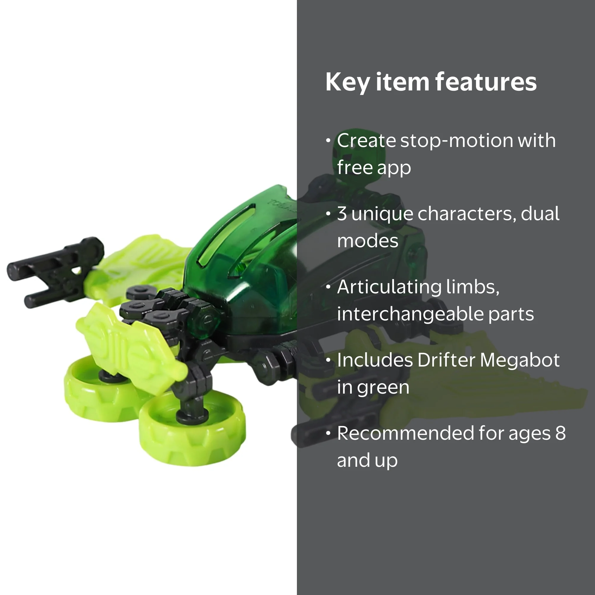 ZING, Klikbot Megabots, Drifter Green, Stop Motion Animation Toy