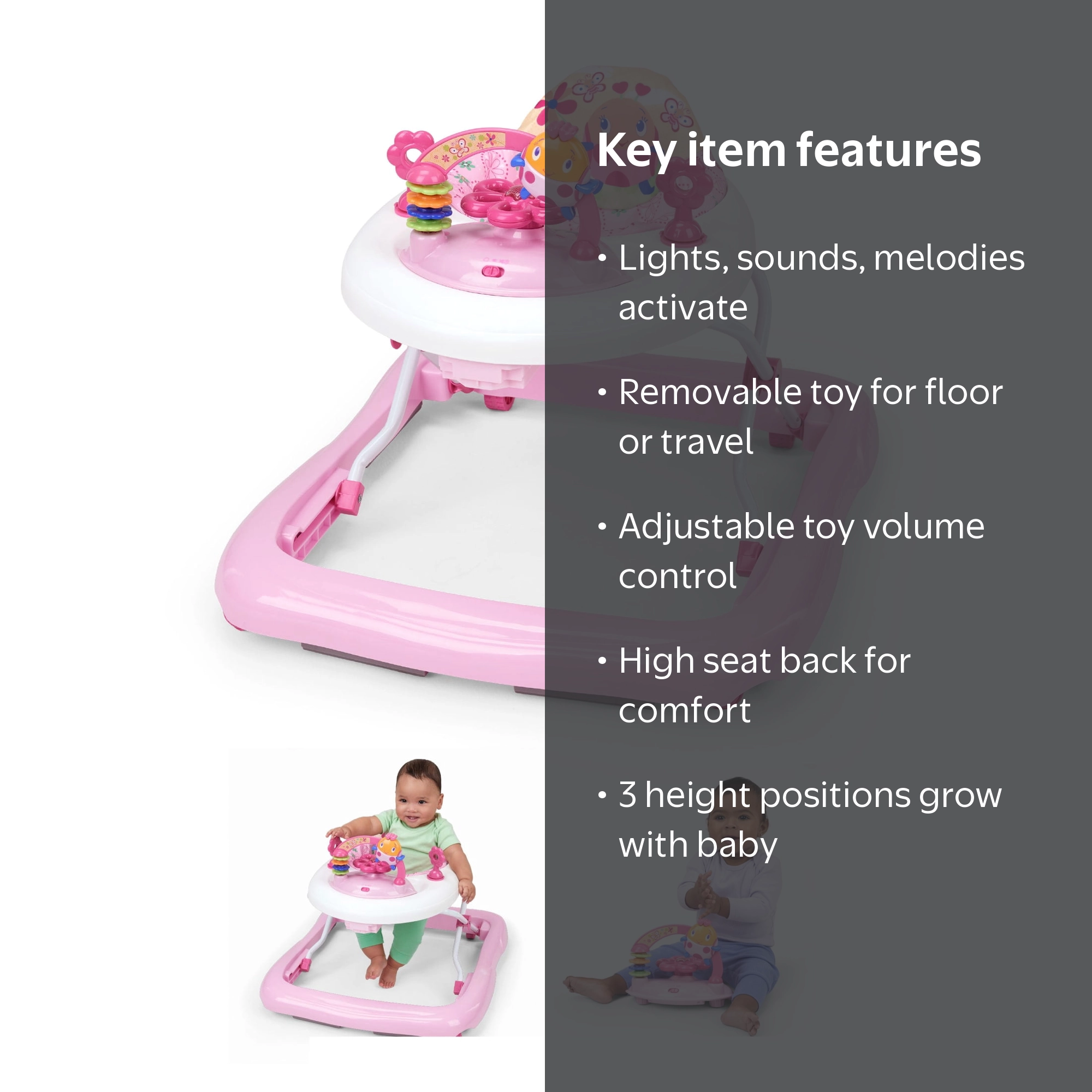 Bright Starts Adjustable Baby Walker with Activity Station