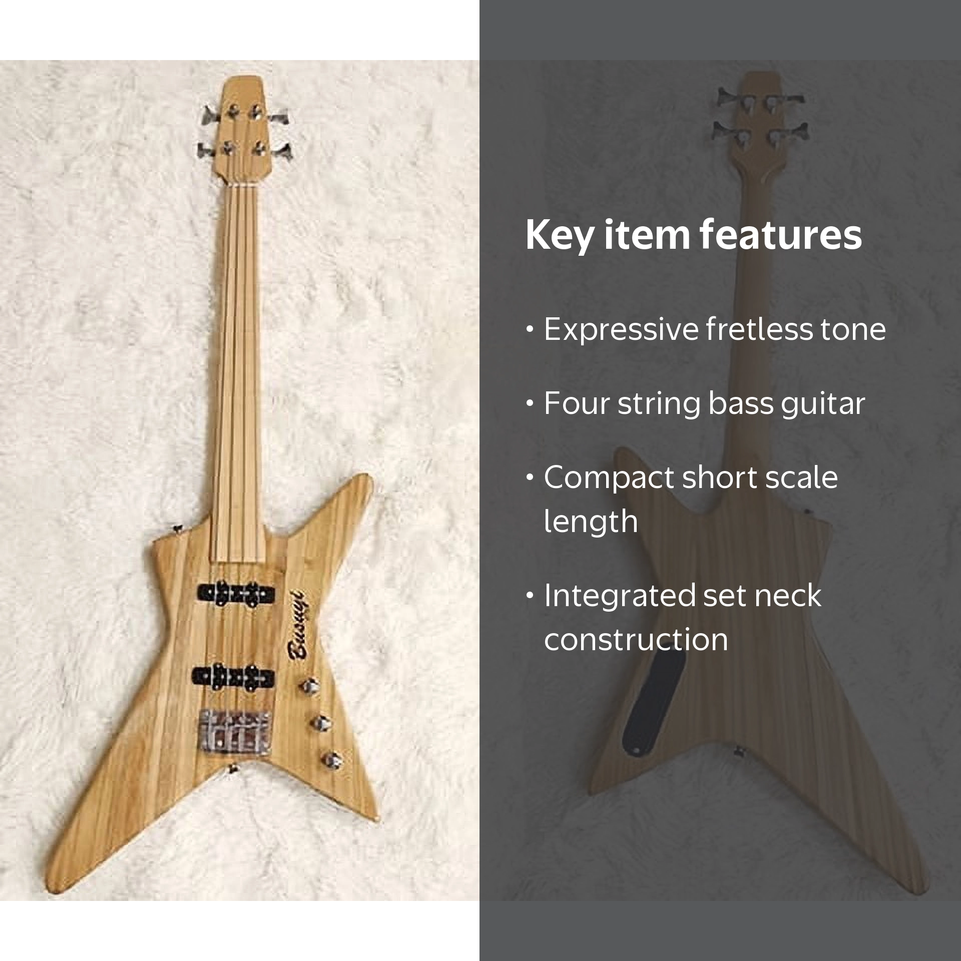 4 String Short Scale Set Neck Fretless Bass - Walmart.com