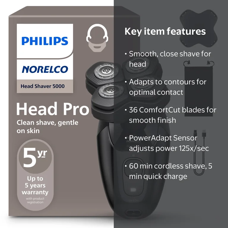 Philips Norelco Head Shaver Pro 5000 Series, Skull Shaver For Men