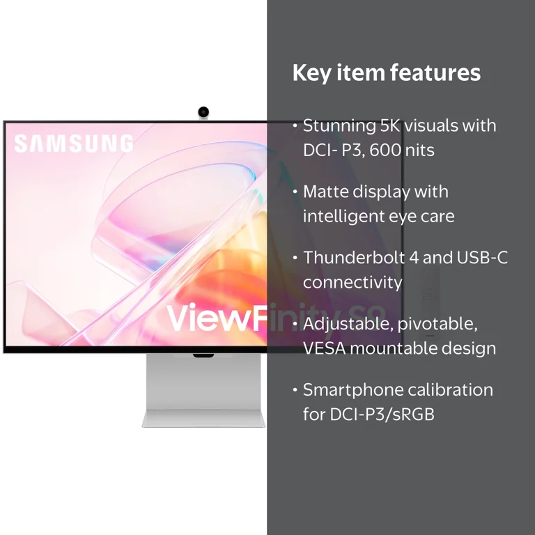 Samsung, ViewFinity S9 5K Monitor, 27 inch, Thunderbolt 4