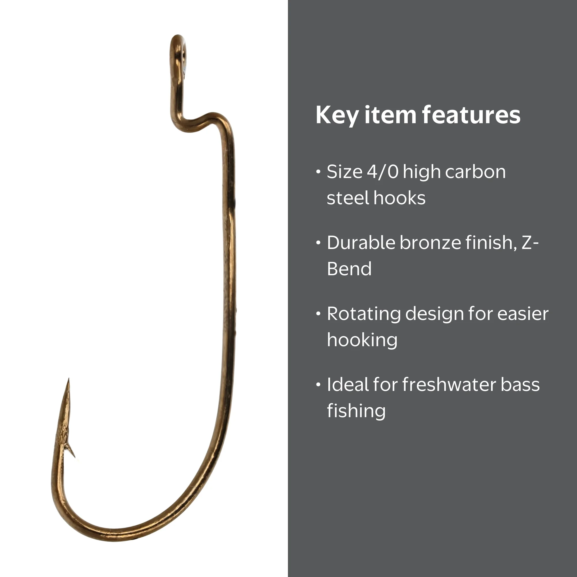 Eagle Claw Lazer Sharp Worm Z-Bend Rotating Hook Size 4/0 Bronze