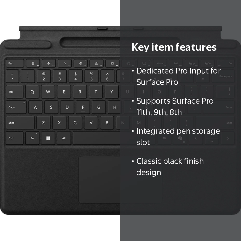 Microsoft Surface Pro Keyboard for Pro 11, 9, 8 with Pen Storage