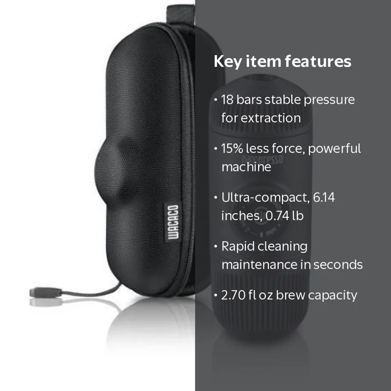 Wacaco Nanopresso Portable Espresso Maker, Compatible with Ground