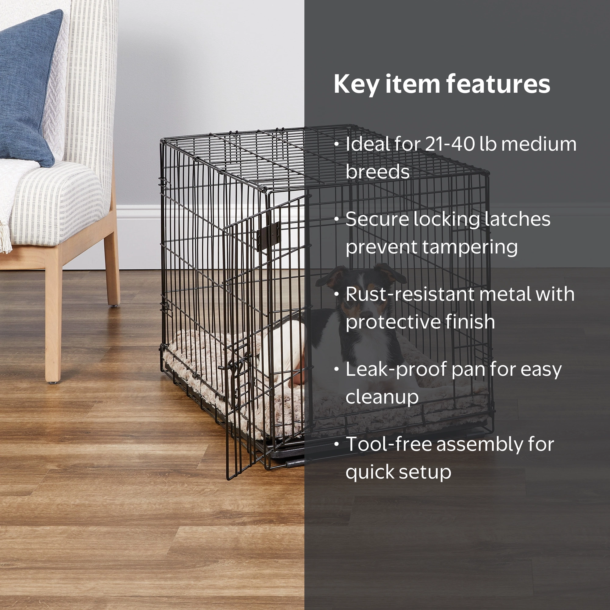 MidWest Homes For Pets, Dog Crate, 30-inch, Black with Divider