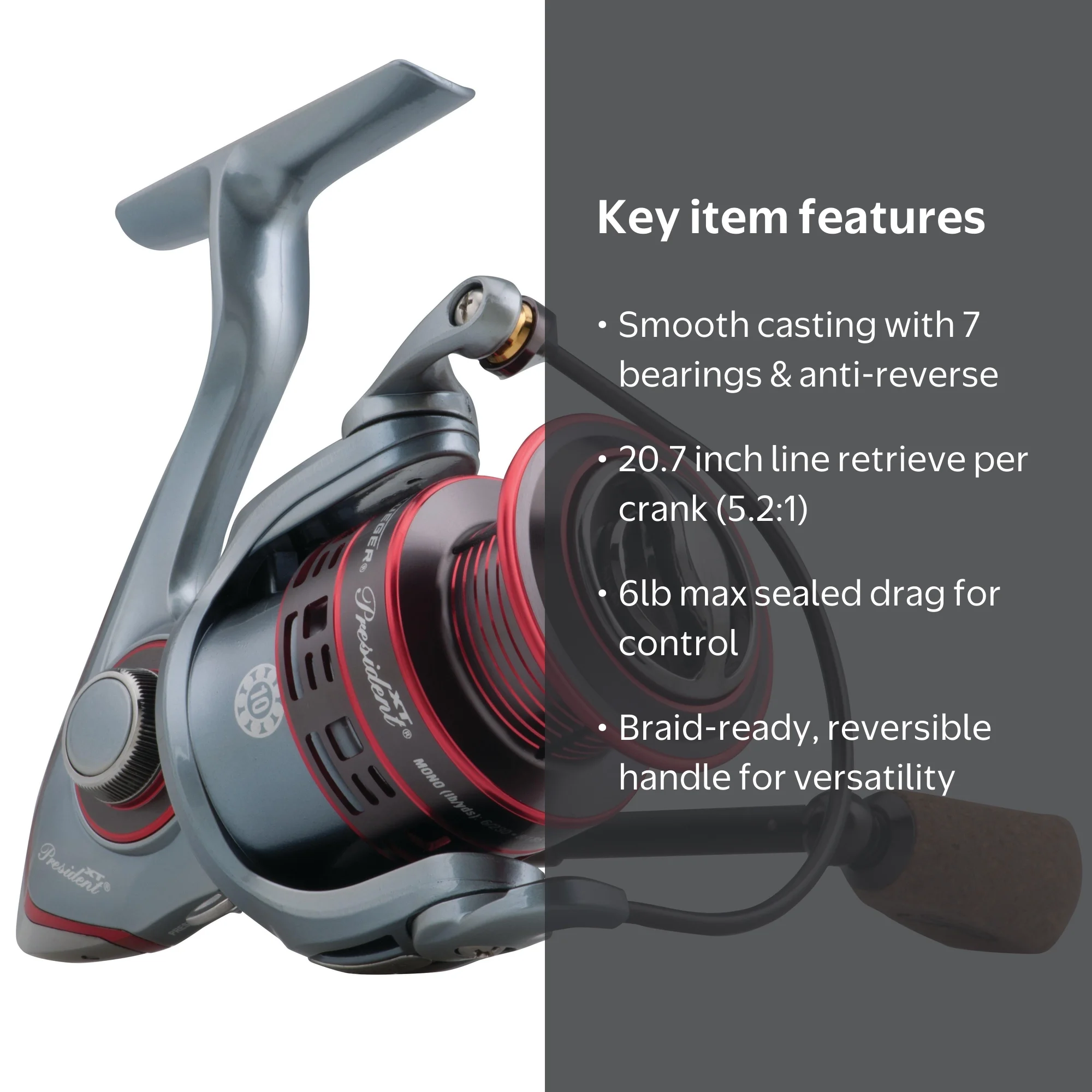 Pflueger President XT Spinning Reel, Size 20 Fishing Reel