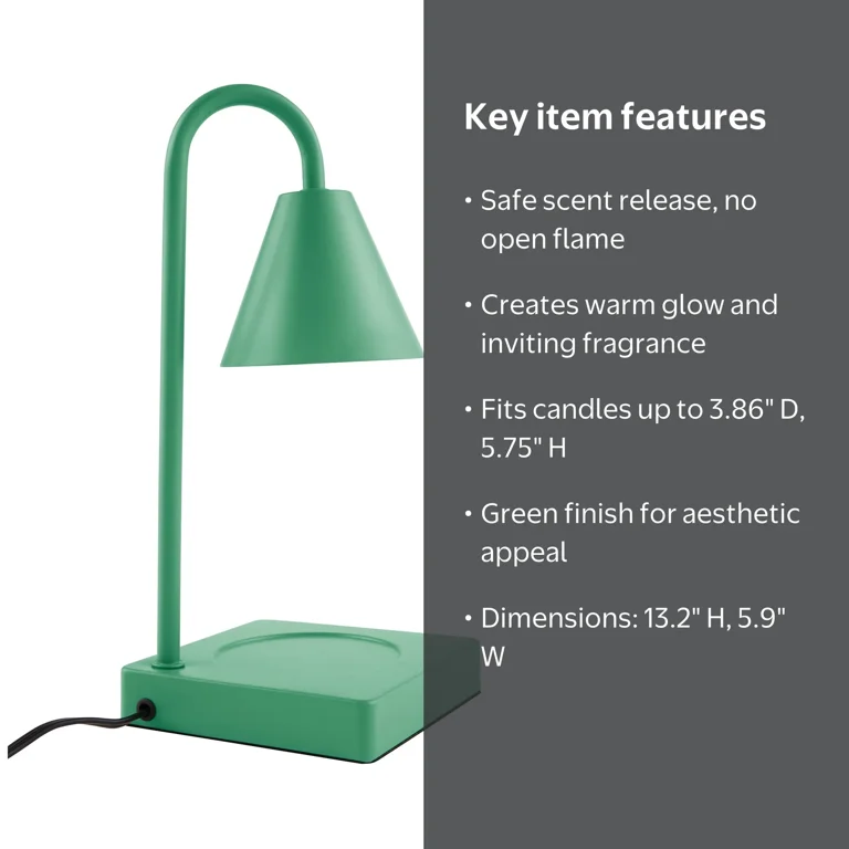 Mainstays Candle Warmer Lamp Green - Fragrance Without Flame, Fits