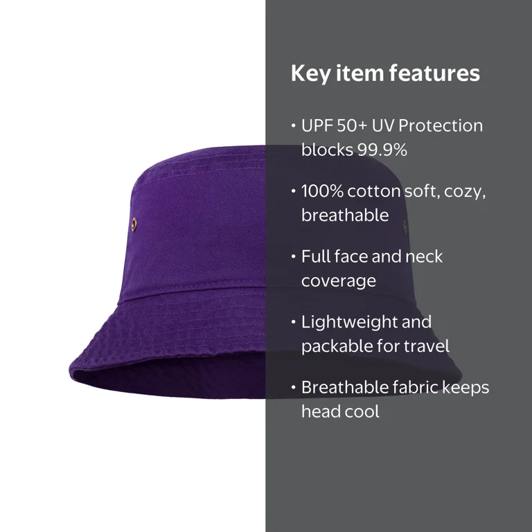 Falari, Bucket Hat, 100% Cotton, Unisex Summer Sun Protection