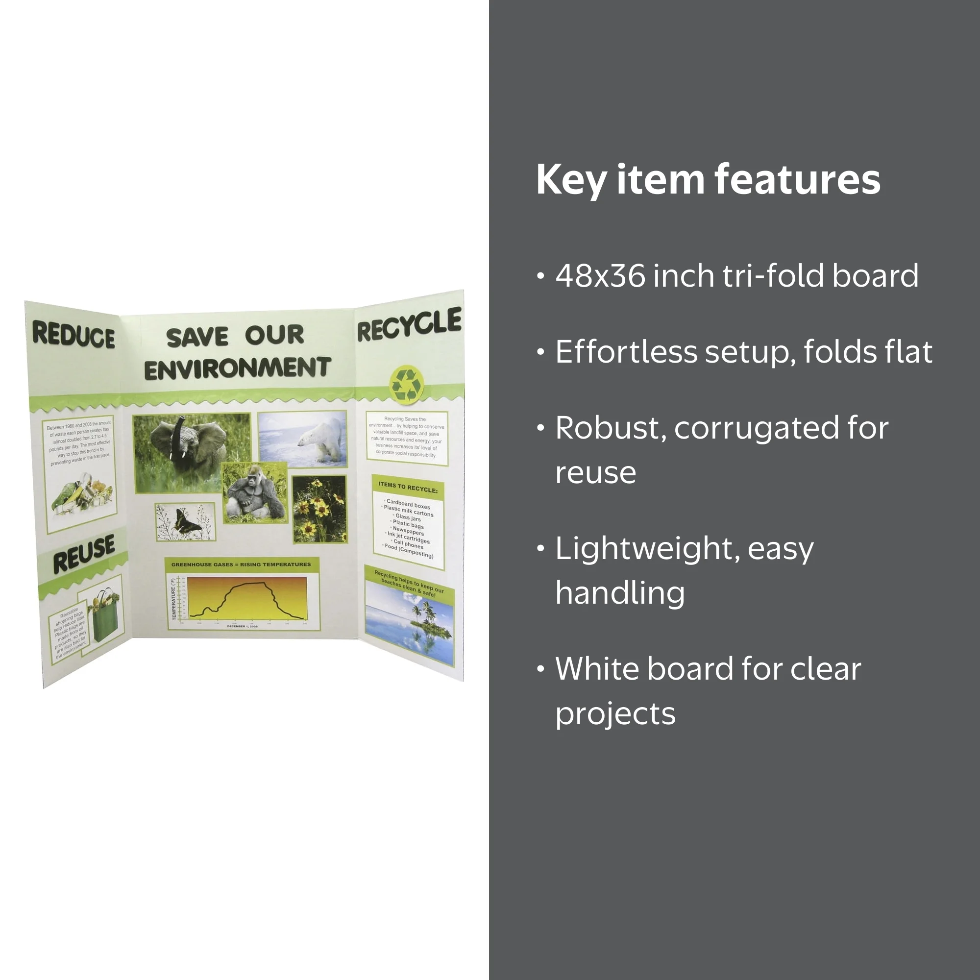 ☆ 1/64 Creative Display Board LR　　　【限定3】 Elmer's Tri-Fold Corrugated Project Display Board, 4' x 3', White