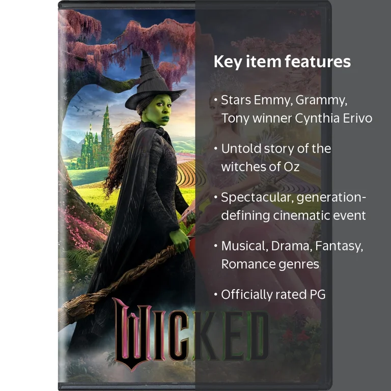 SDS Wicked DVD Musical Fantasy Drama, Featuring Cynthia Erivo and