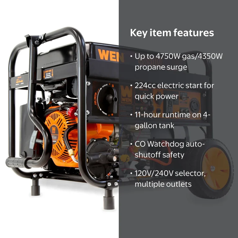 WEN 4,750-Watt 120V/240V Dual Fuel Portable Generator with Wheel