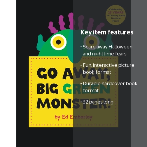 Ed Emberley, Children's Book, Go Away Big Green Monster, Hardcover