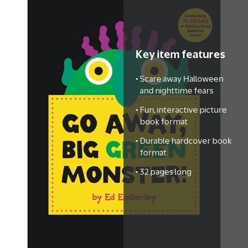 Ed Emberley, Children's Book, Go Away Big Green Monster, Hardcover
