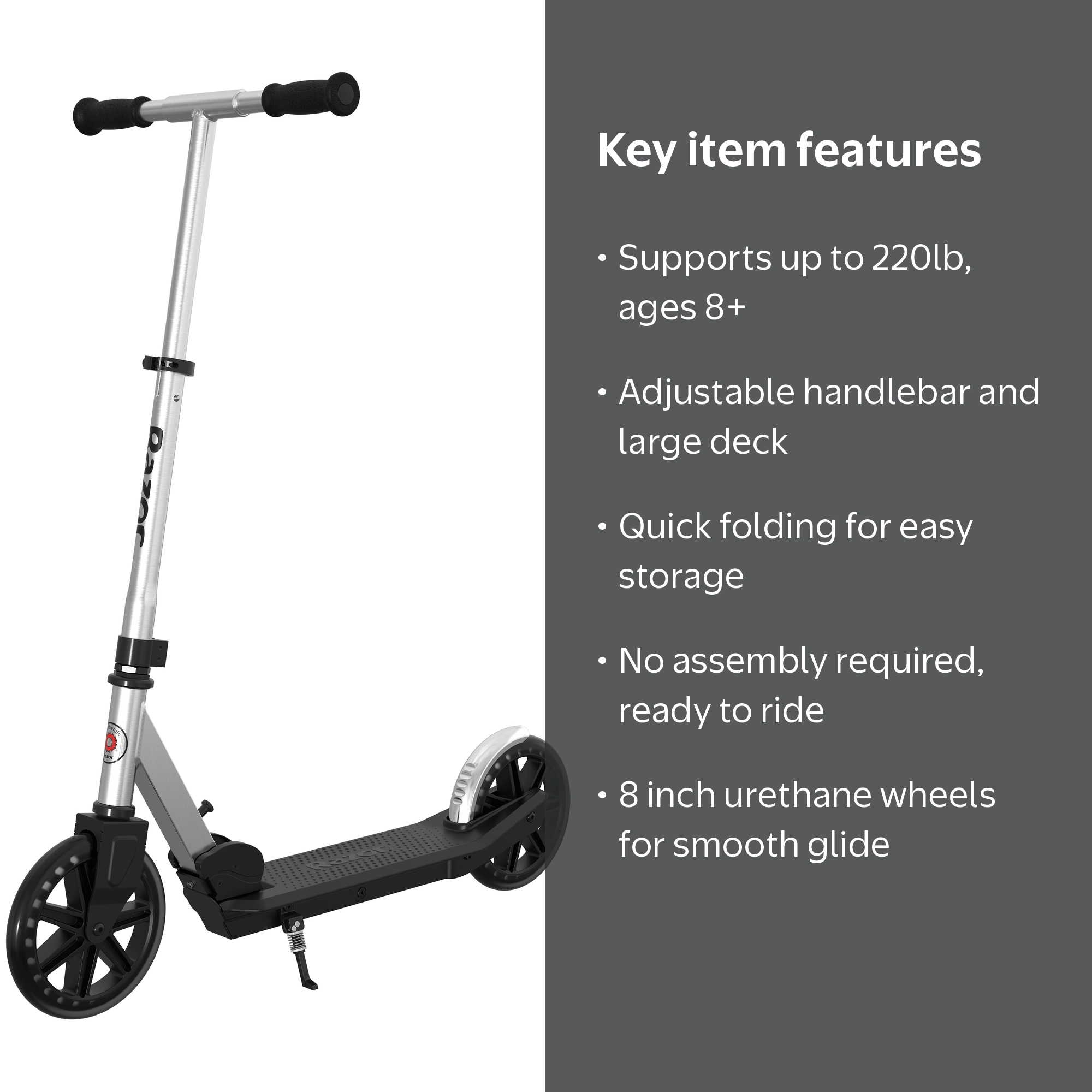 「クロックワーク・イモータリティ」メッタリコシール  シークレットメンバー5人 Razor Chrome Lux – Silver/Black, Folding Large 8” Wheel Kick