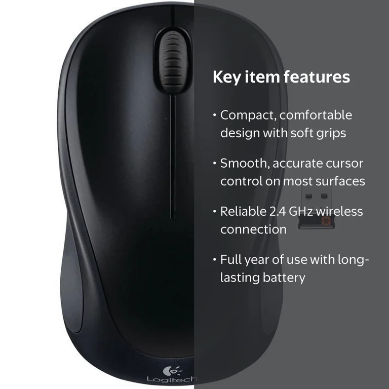 Logitech, Wireless Mouse, M317, 2.4 GHz Optical Tracking Black