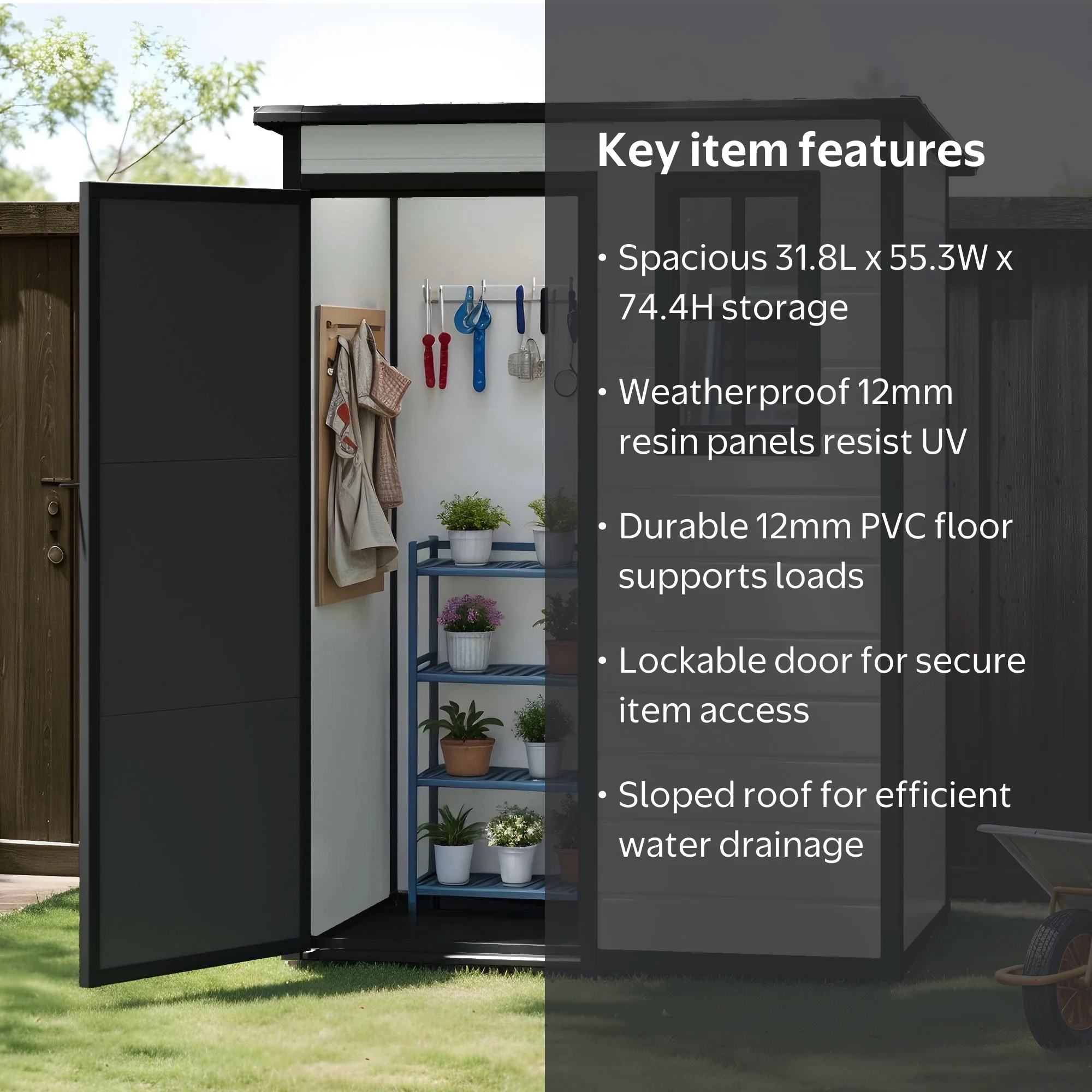 Uforic 5x3ft Resin Outdoor Storage Shed,Waterproof Garden Tool