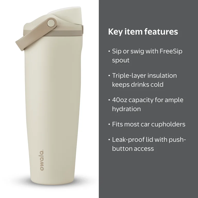 Owala 40oz FreeSip® Sway Stainless Steel - Lightly Toasted