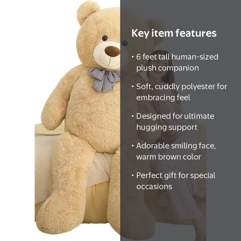 MorisMos, Giant Brown Teddy Bear, 6 Feet, Soft Plush Cuddly Large