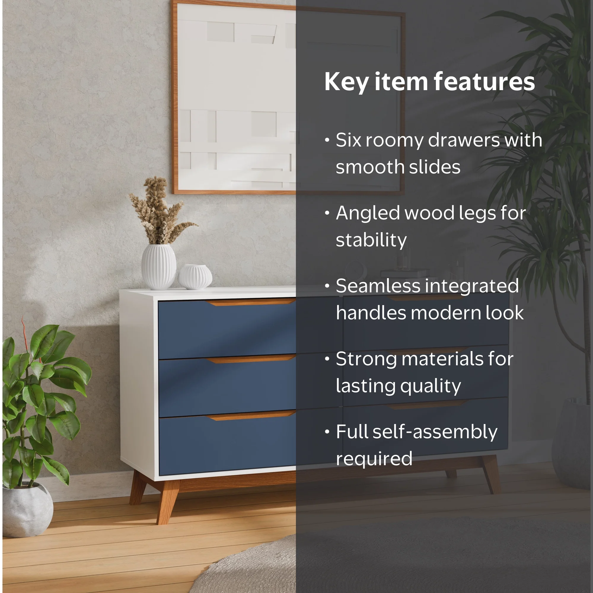 Kappesberg Rio 6-Drawer Dresser with Built-in Handles and