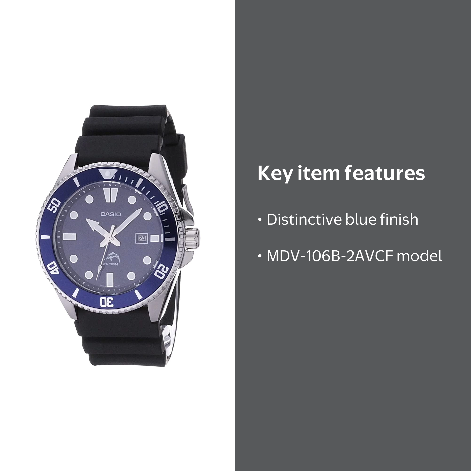 Casio, Watch, MDV-106B-2AVCF, Blue, Analog Sports Watch - Walmart.com