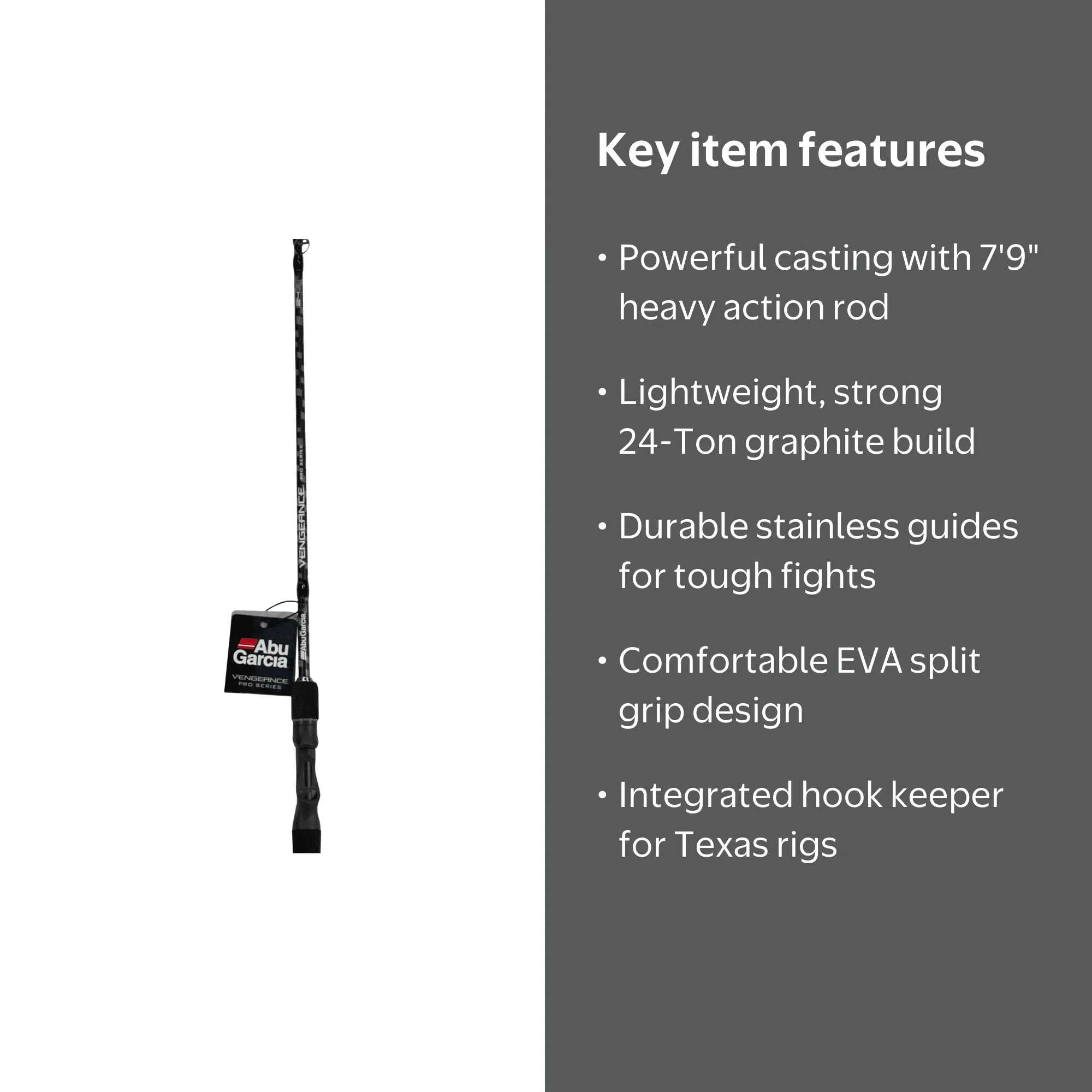 Abu Garcia Vengeance Pro Series Casting Rod, 7'9" Heavy Fishing Rod Abu Garcia Vengeance Pro Series Casting Rod, 7'9" Heavy Fishing Rod