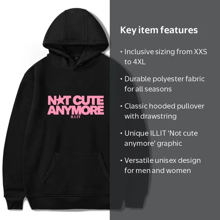 ILLIT merch Not cute anymore Hooded Drawstring Pocket Sweatshirt