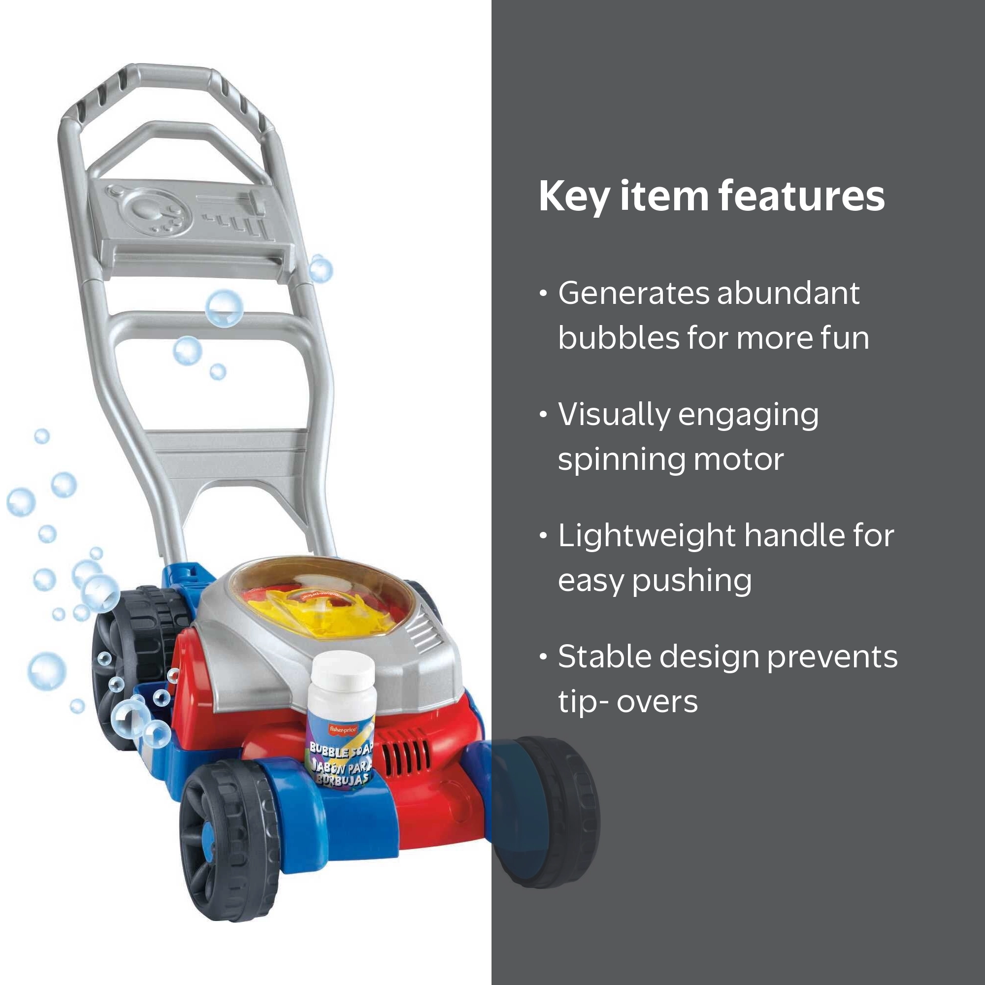 Fisher-Price Bubble Mower for Kids, Toddlers Toy with Realistic