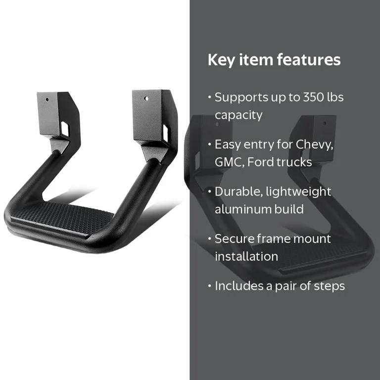 DNA Motoring, Side Assist Steps, Aluminum, 1 Inch Diameter, Black