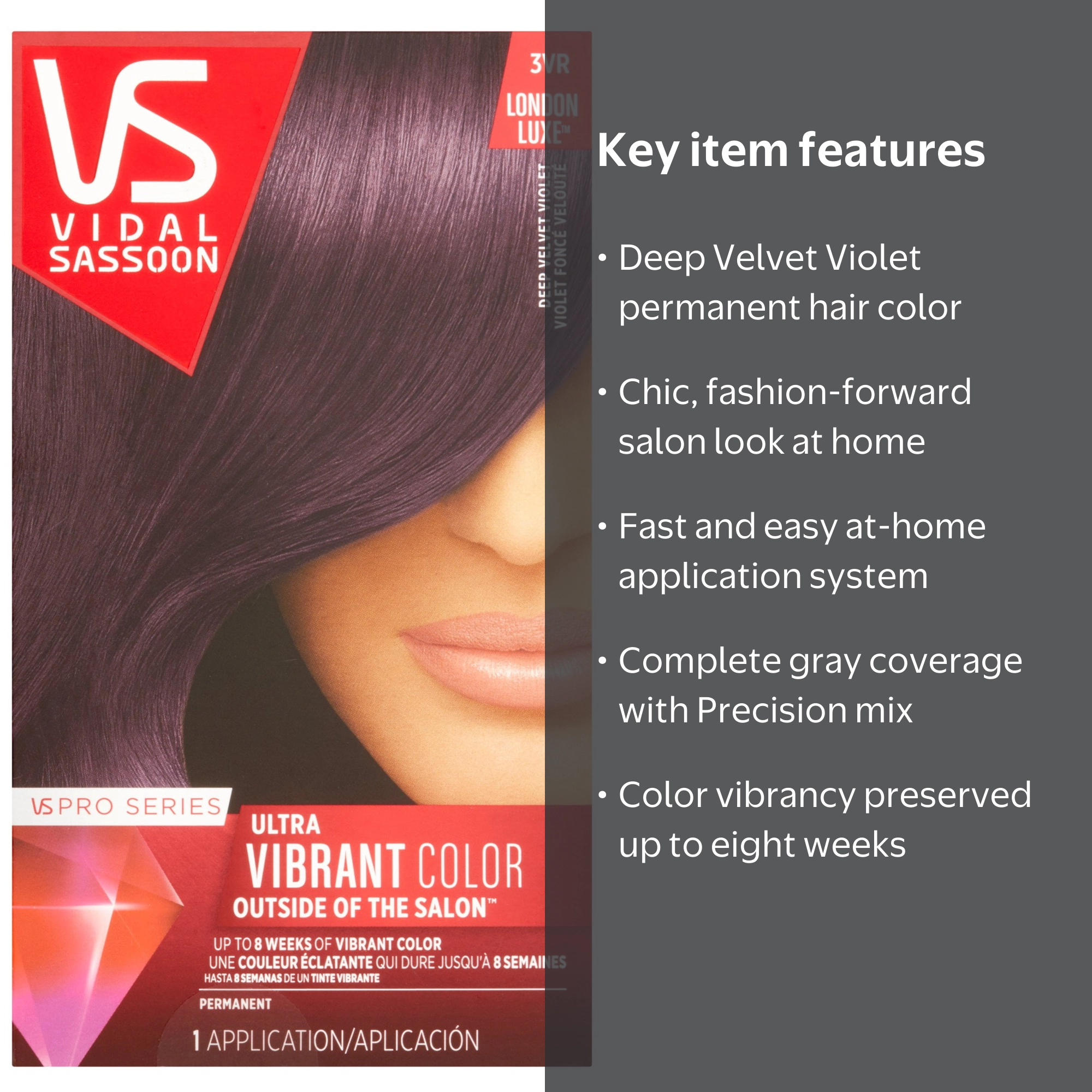 Vidal Sassoon, Hair Color, 3VR Deep Velvet Violet, Ultra Vibrant