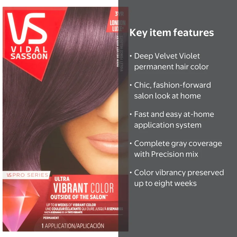 Vidal Sassoon, Hair Color, Deep Velvet Violet, 1 Application