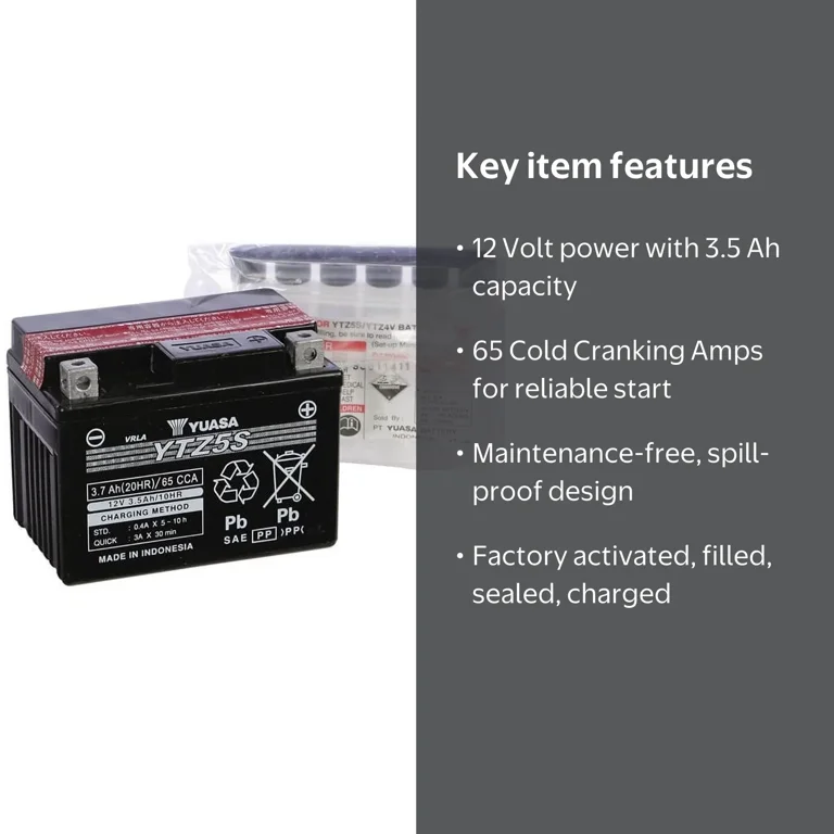 Yuasa YTZ5S Factory Activated Battery, 12V 3.5Ah 65 CCA - Walmart.com