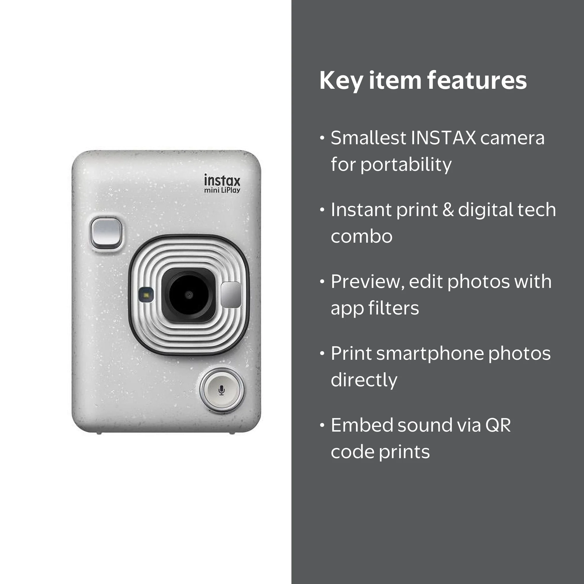 Fujifilm Instax Mini Liplay Hybrid Camera, Stone White - Walmart.com