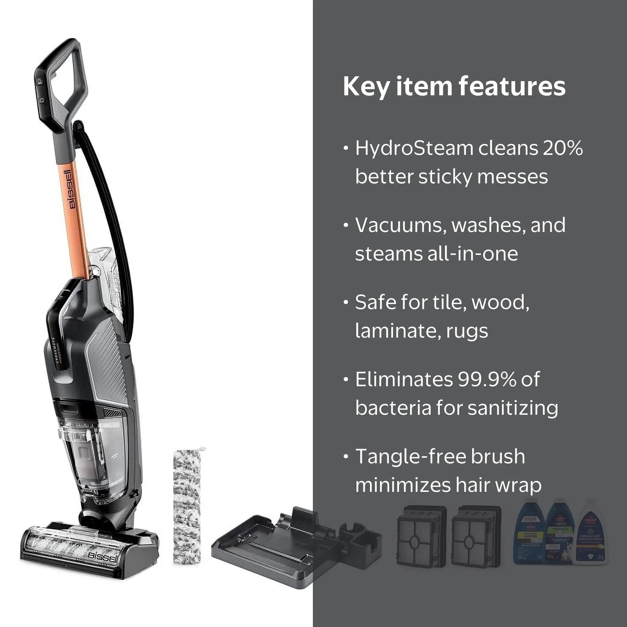 BISSELL CrossWave HydroSteam Wet Dry Vac, Self-Cleaning, Multi