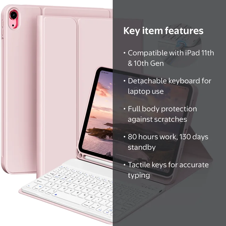 2022 iPad 10th Gen 10.9 inch Case - Detachable Keyboard, Full Body
