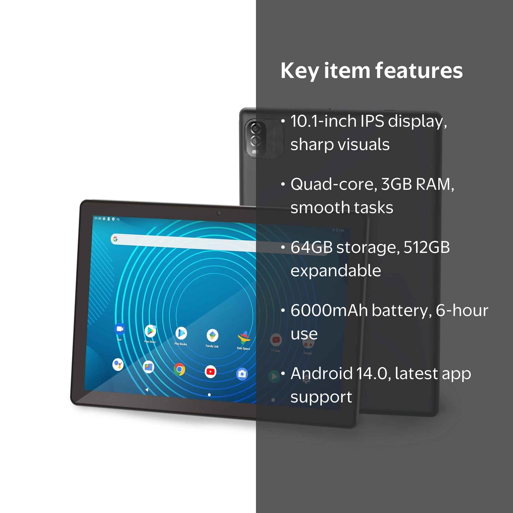 BaKen 10'' Android 12.0 Tablet, 3GB RAM, 64GB, Quad-Core, WIFI 6