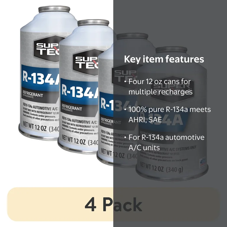 4 pack) Super Tech R-134a 12 oz Automotive Refrigerant - Walmart.com