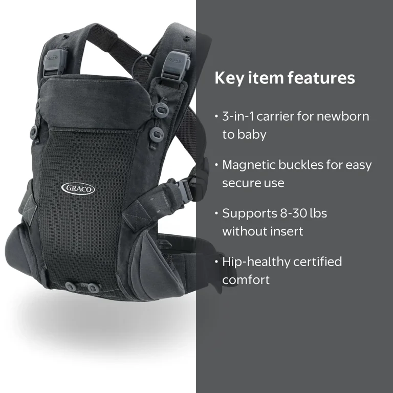 Graco Cradle Me Lite 3-in-1 Convertible Baby Carrier, Charcoal